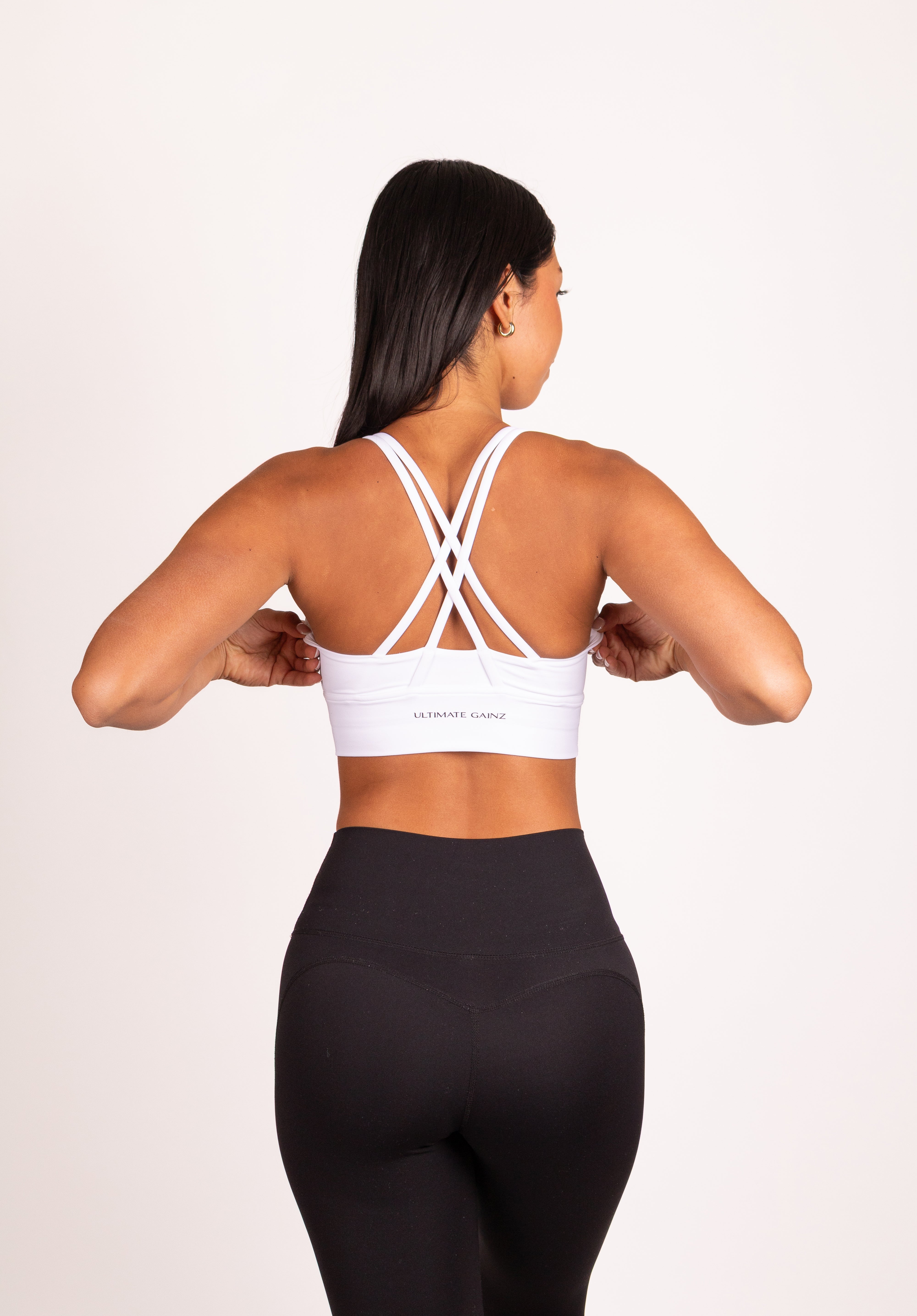 Kyra Cross BH Wit - Dames fitness kleding zijkant