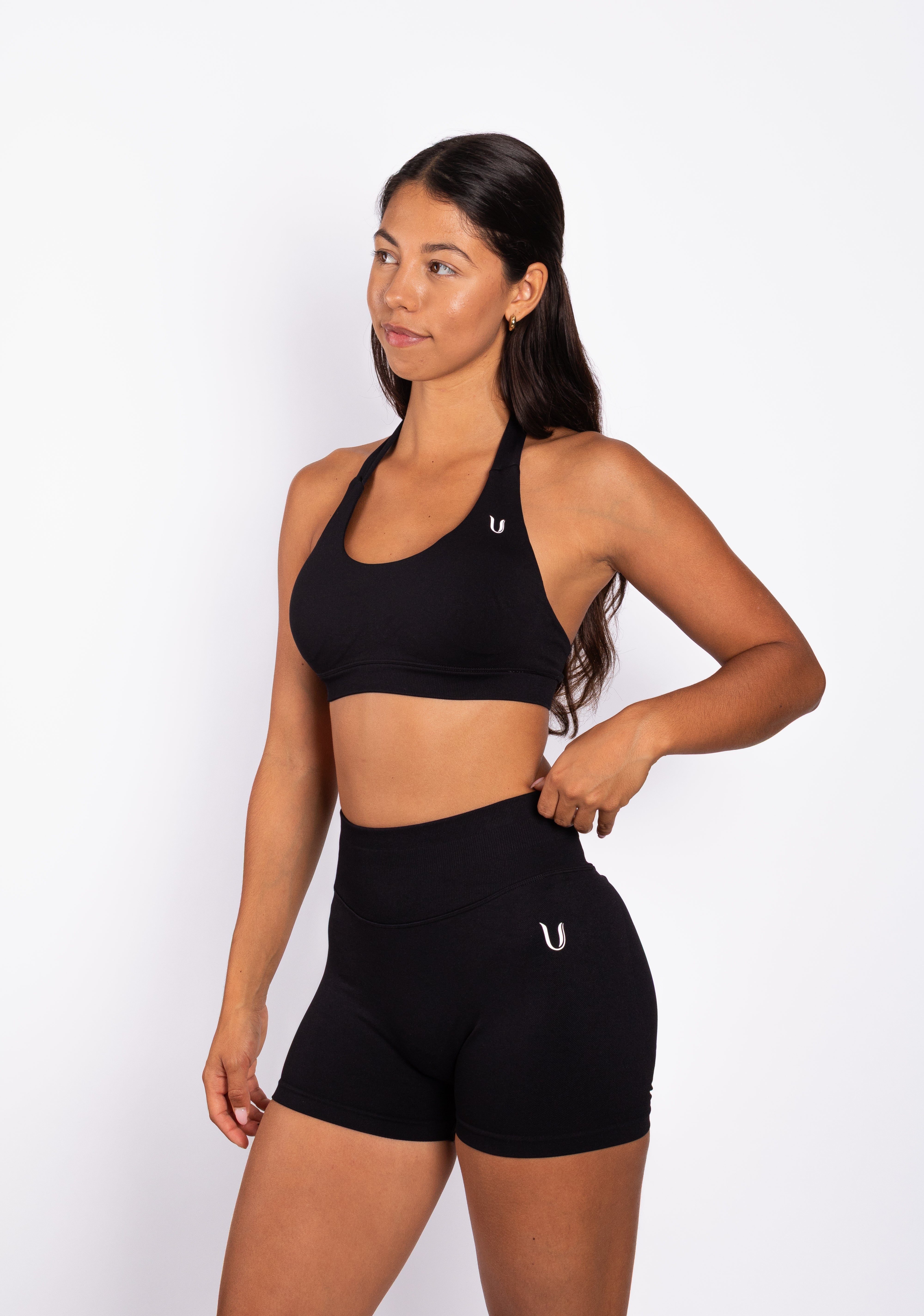 Beau Halter Support Bra Zwart - Dames activewear detail