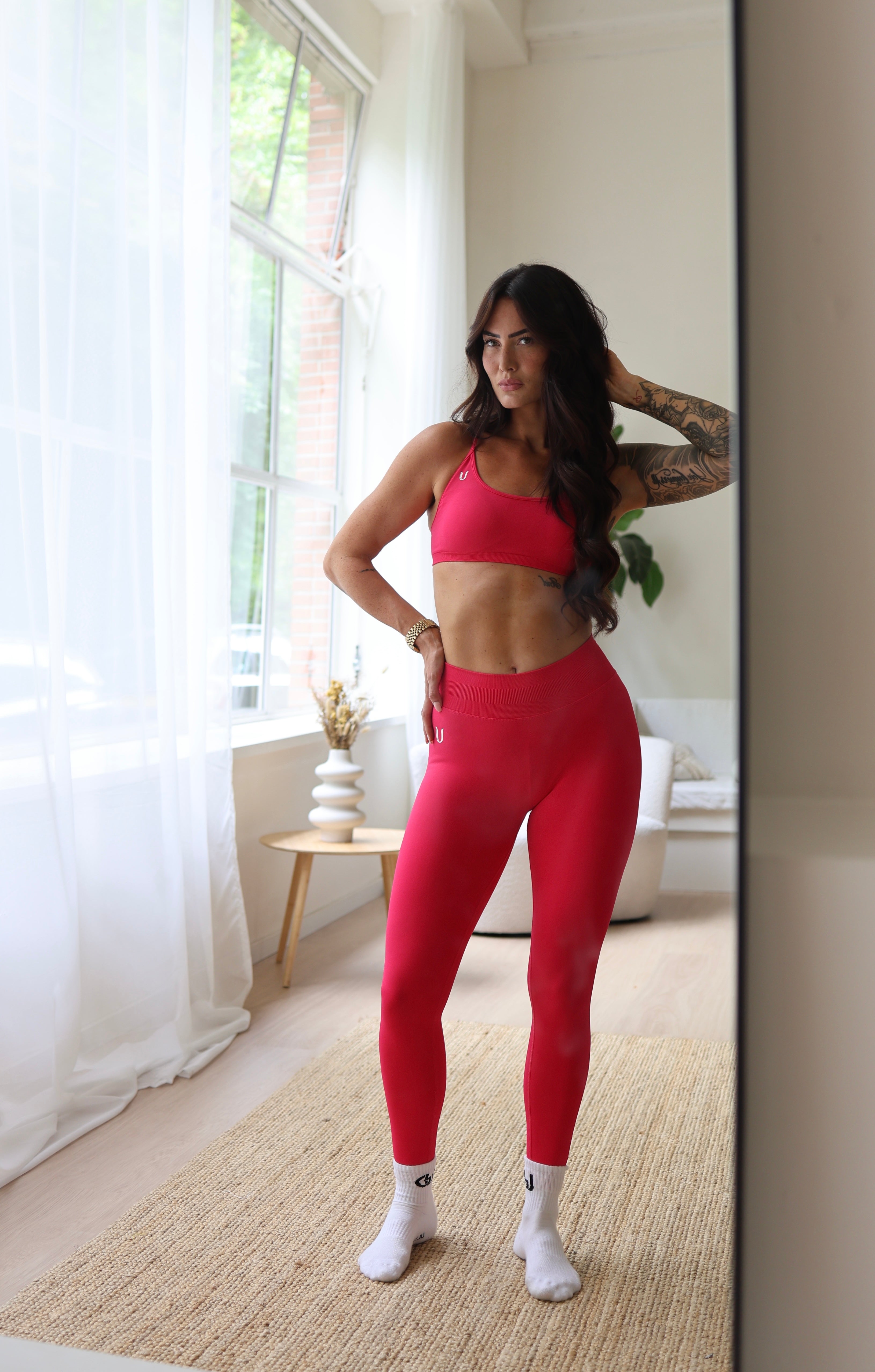 Joy | Sculpt Legging Met Scrunch – Roze Rood