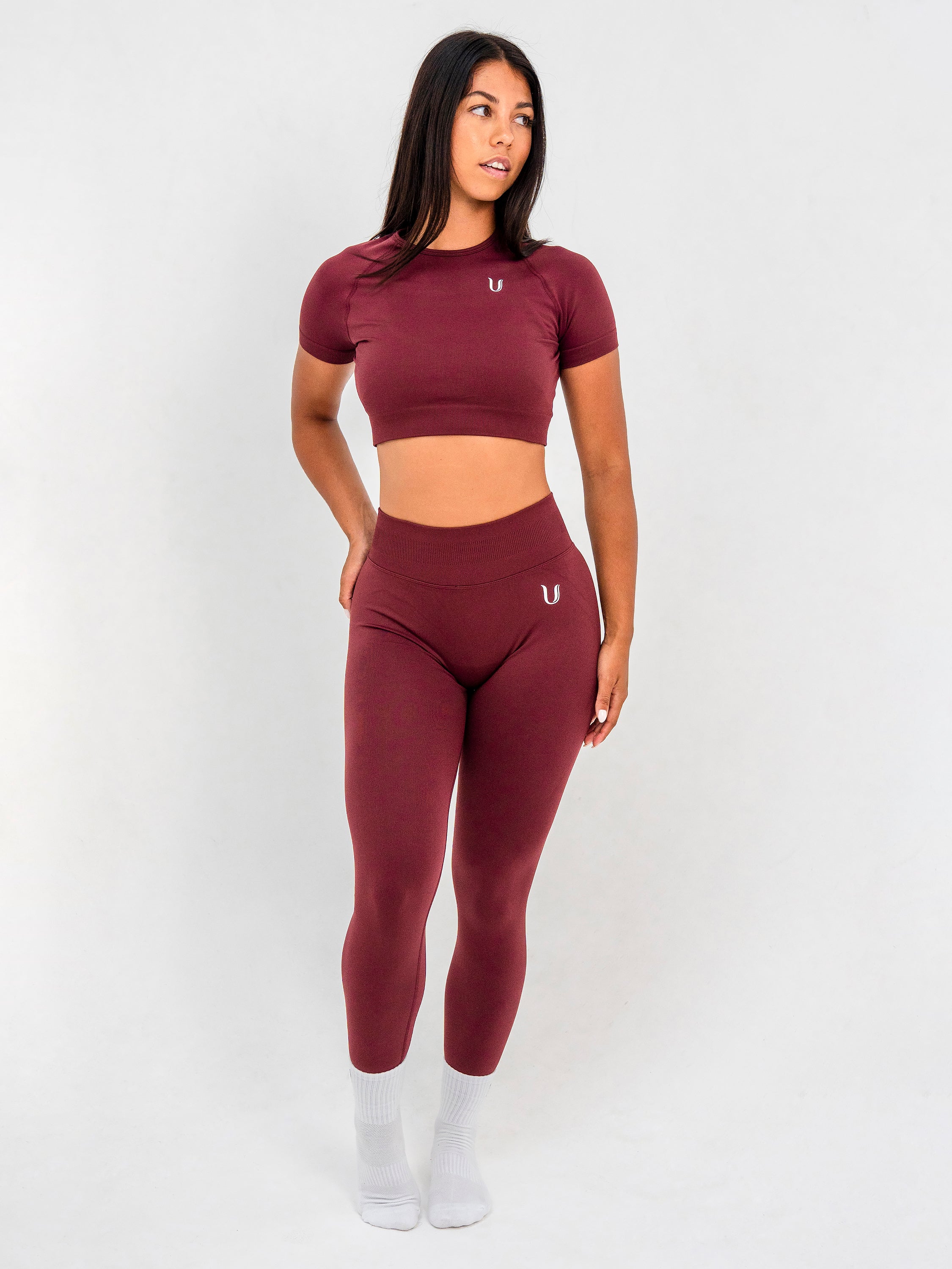 Luna | Premium Seamless Crop Top - Wijnrood