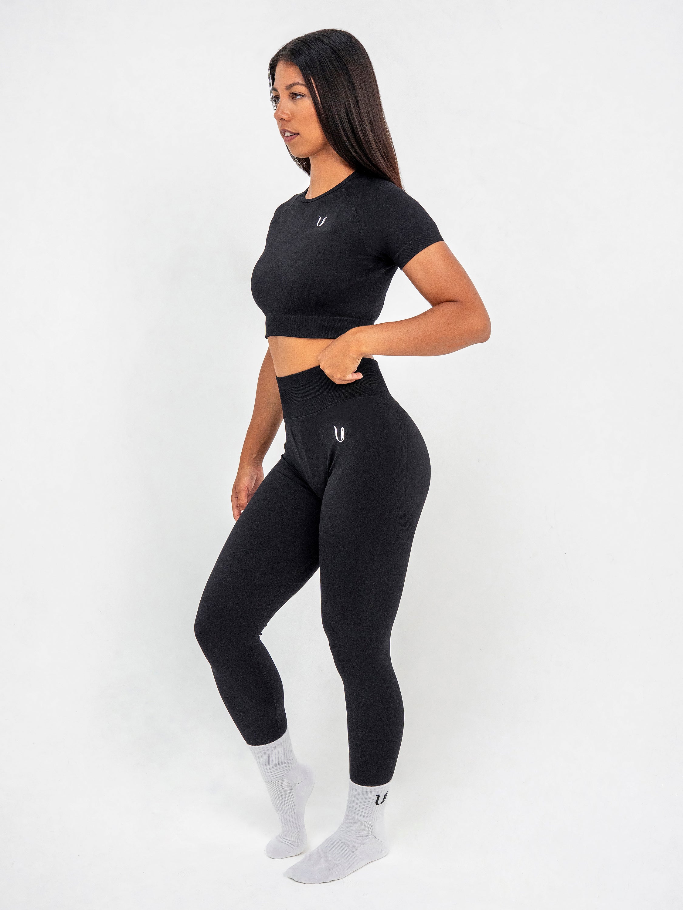 Luna | Premium Seamless Crop Top - Zwart