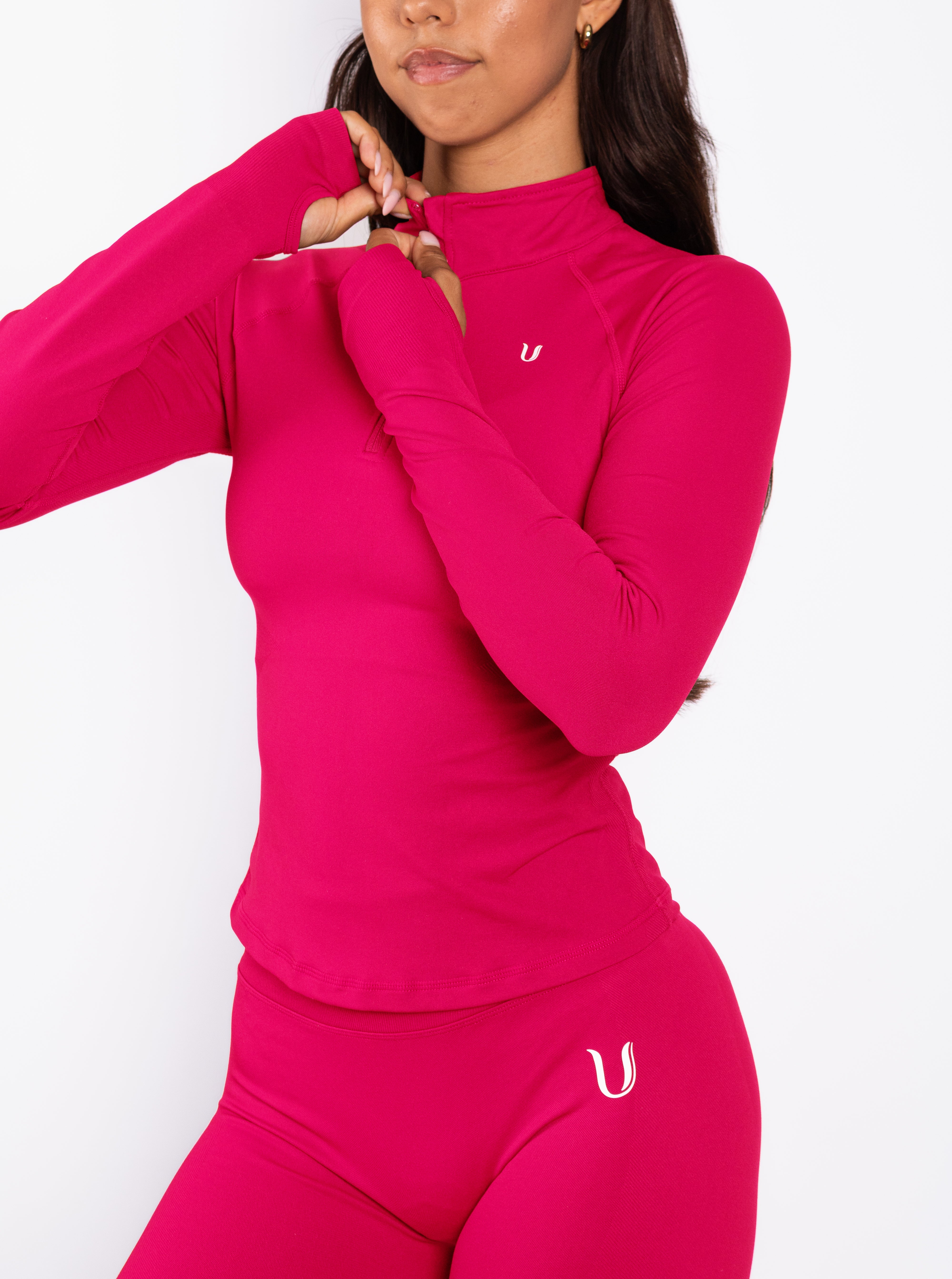 Beau | Top Demi-Zip Manches Longues - Framboise