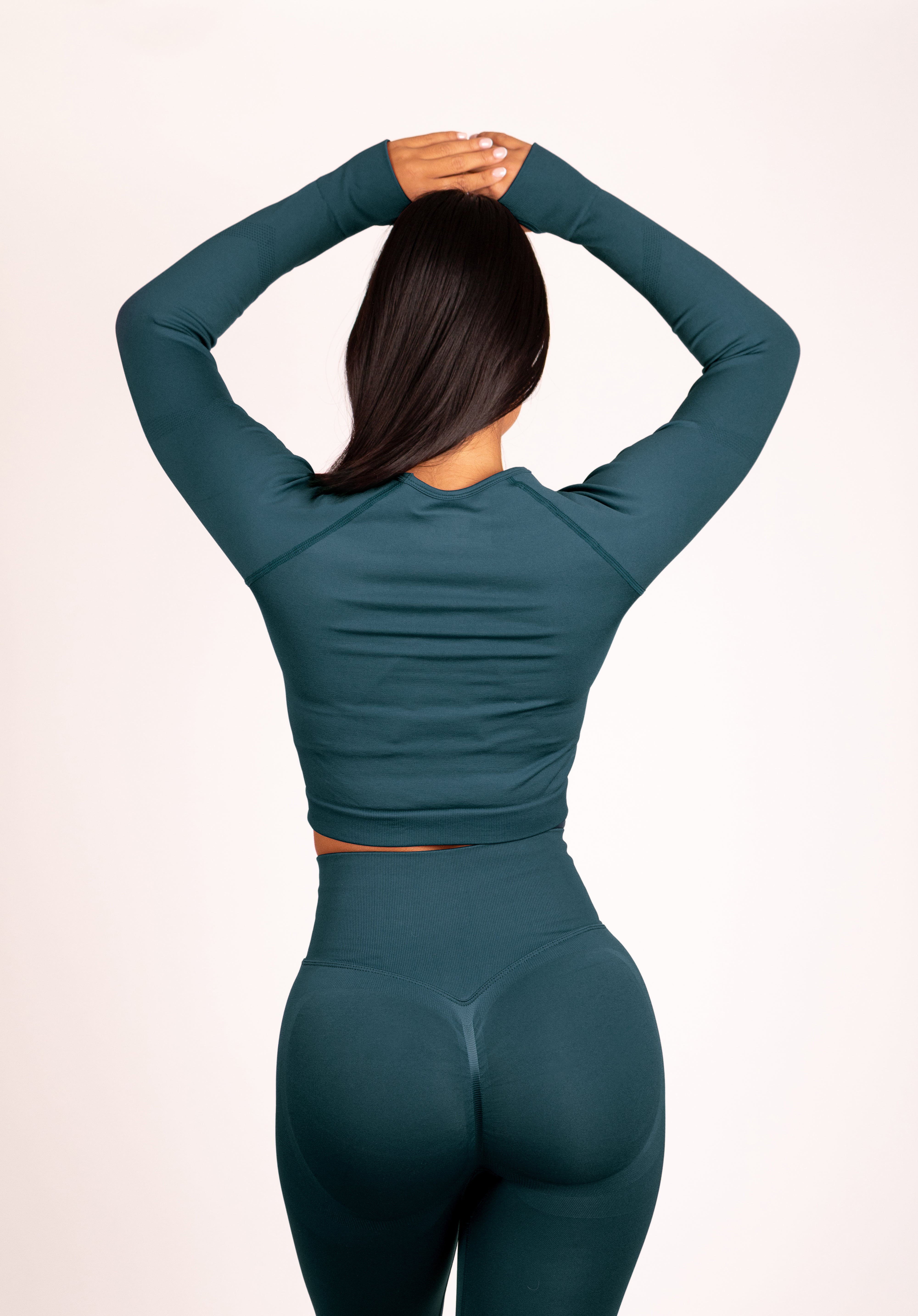 Leonie Set Lang Blauwgroen - Dames workout kleding achterkant