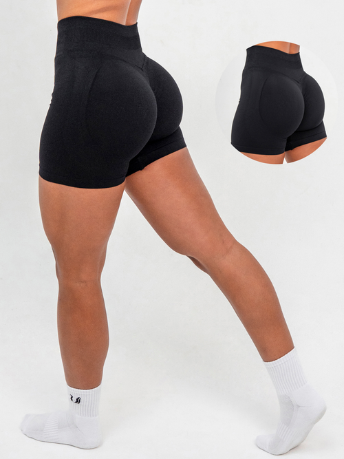 Luna | Premium Seamless Scrunch Short - Zwart