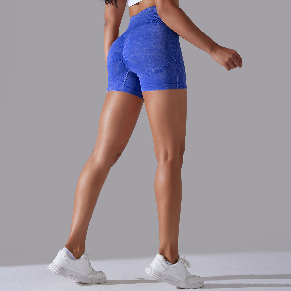 Jane | Short Scrunch Patronen - Blauw