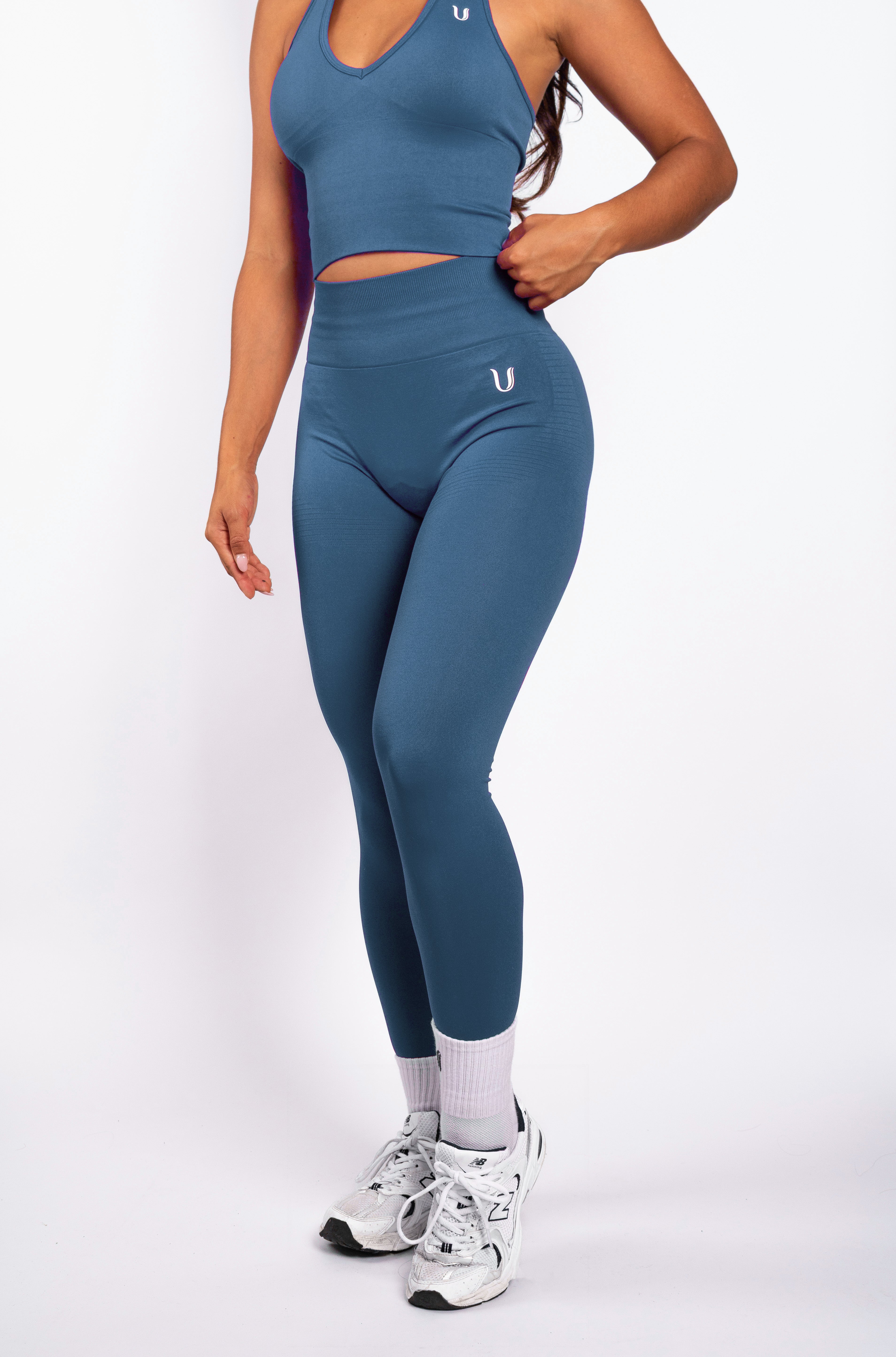 Bibi | Gerippte Nahtlose Legging – Blau