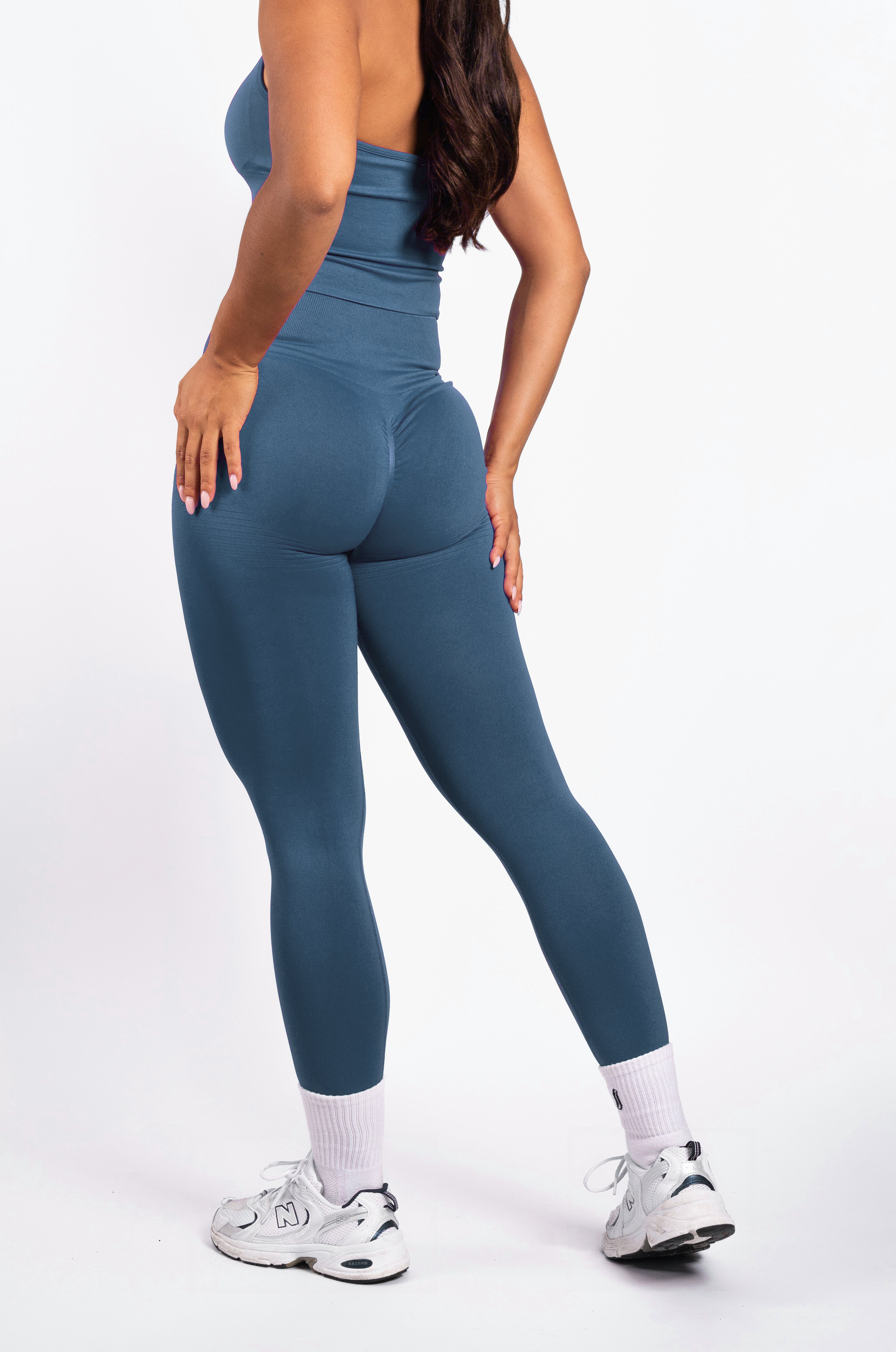Bibi | Gerippte Nahtlose Legging – Blau