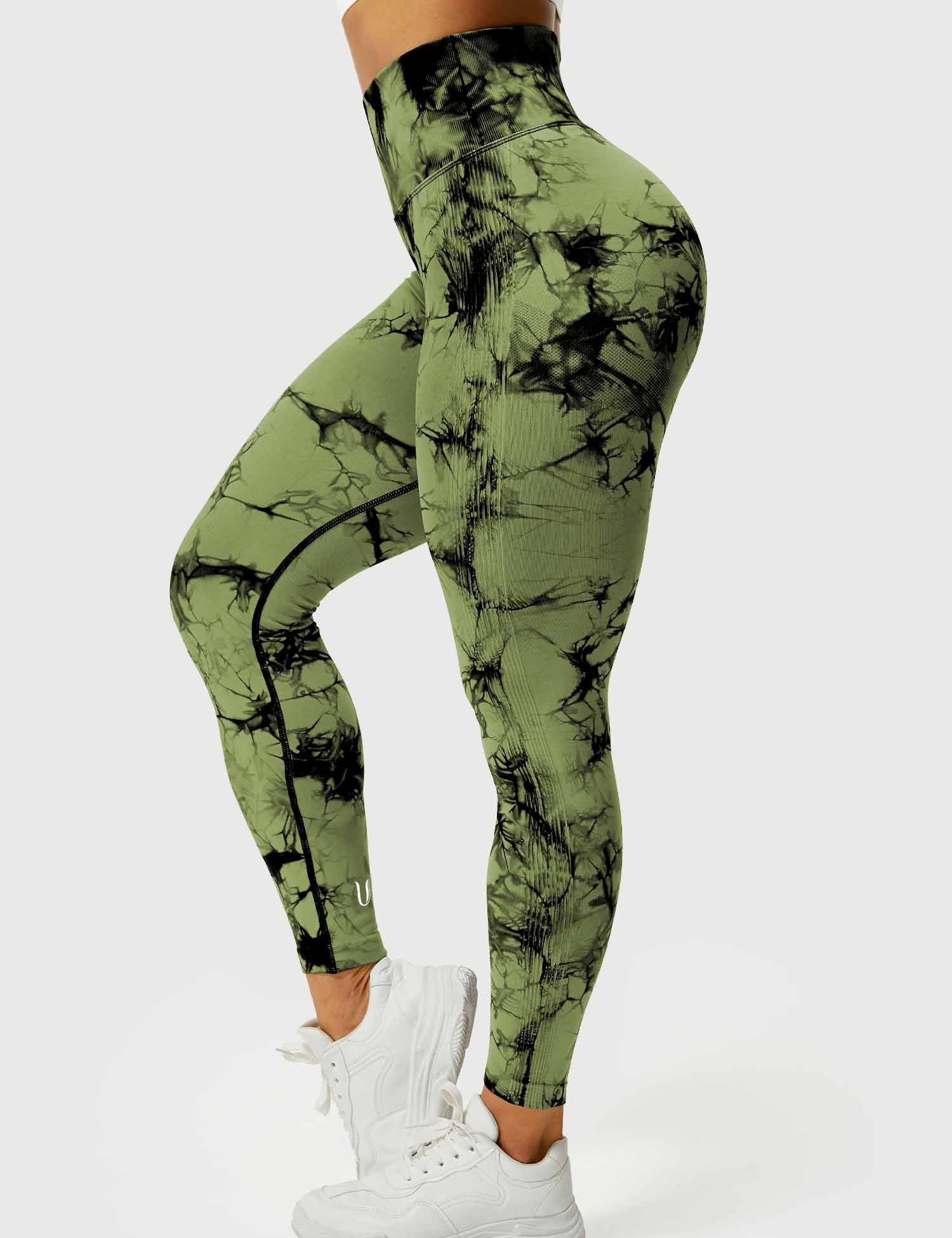 Aimy | Tie Dye Leggings Scrunch - Olivgrün