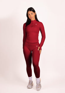 Beau Premium High Performance Scrunch Legging Rood - Dames workout kleding achterkant