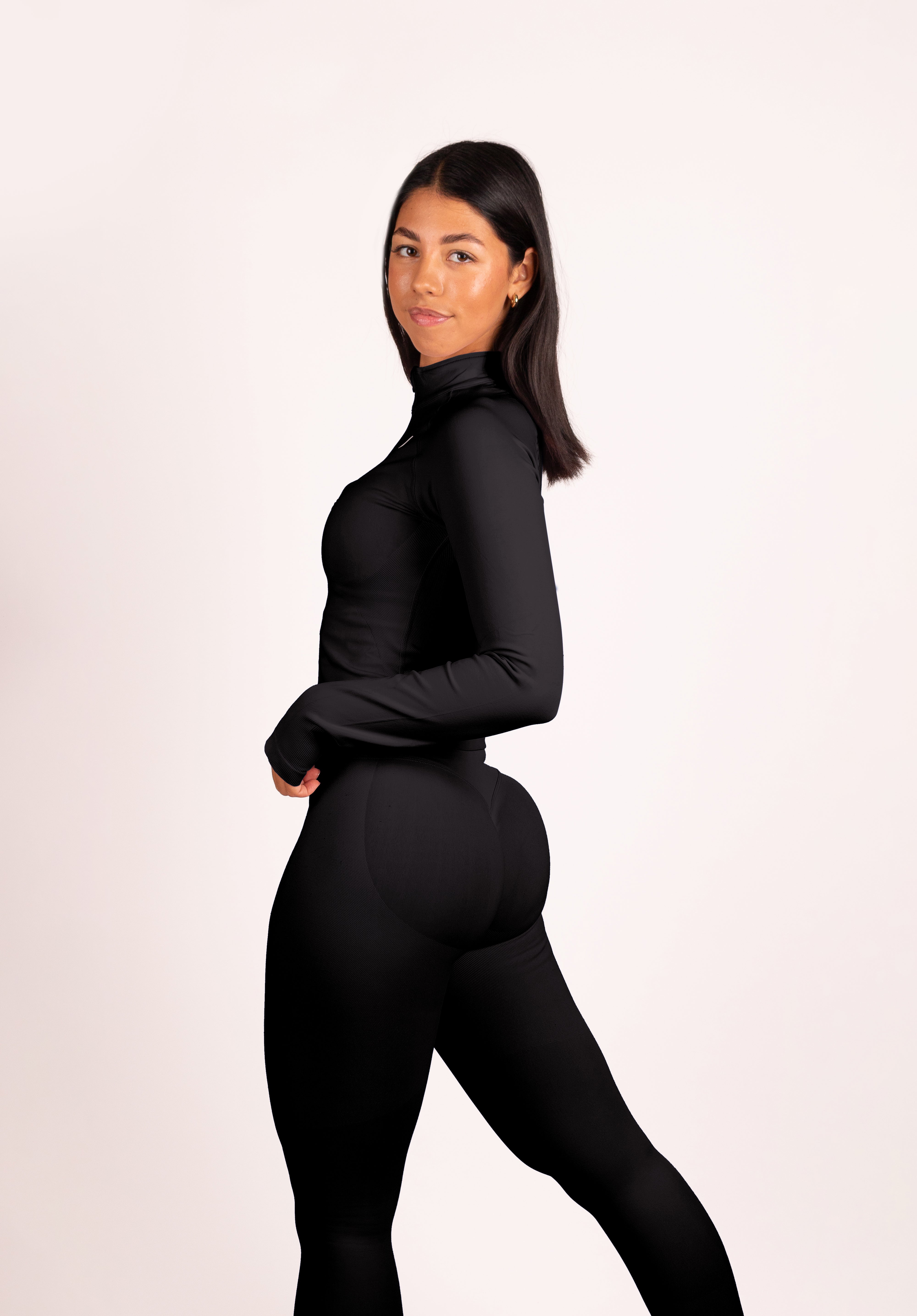 Beau Half Zip Lange Mouwen Top Zwart - Dames sportkleding afbeelding 6