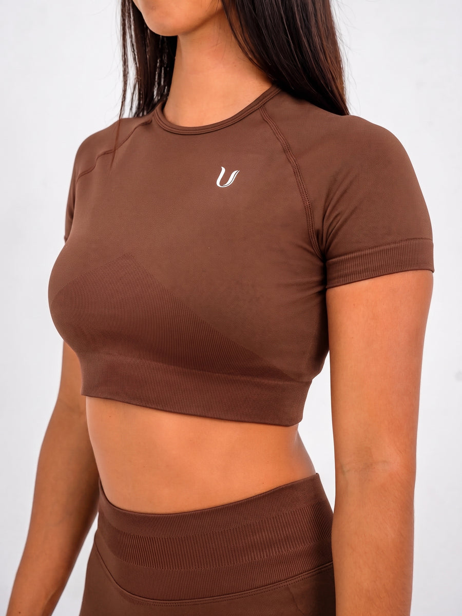 Luna | Premium Seamless Crop Top - Marron