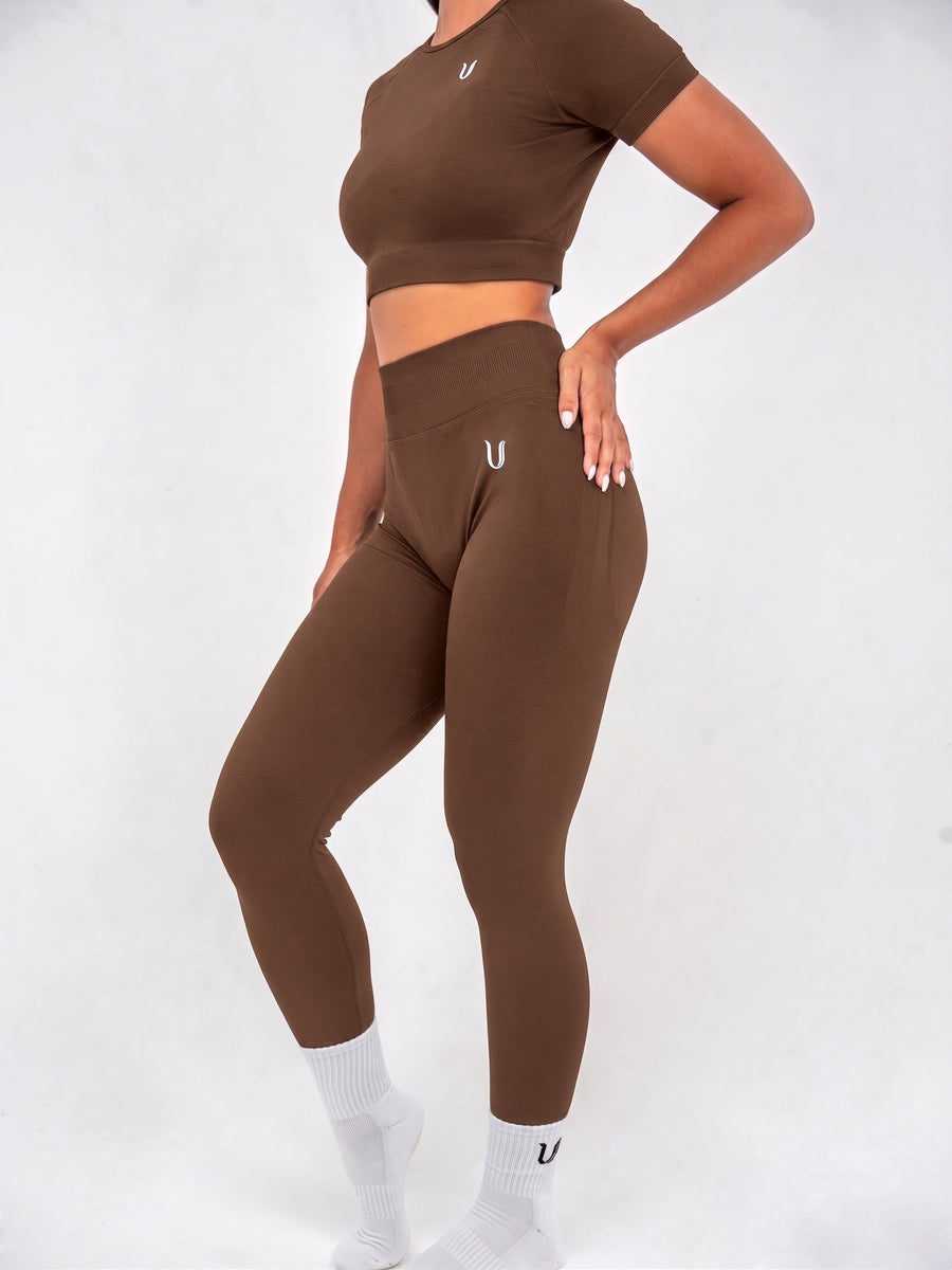 Luna | Premium Seamless Scrunch Legging - Marron