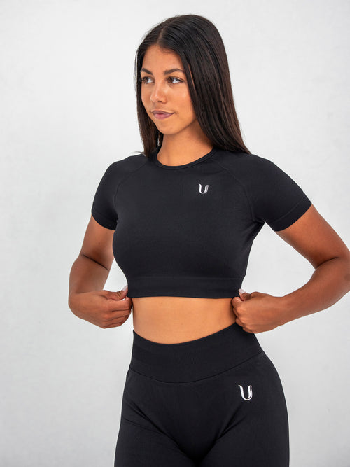 Luna | Premium Seamless Crop Top - Zwart