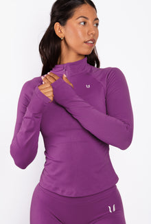 Beau | Half Zip Langarm Top - Lila