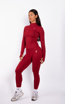 Beau Half Zip Lange Mouwen Top Rood - Dames sportkleding afbeelding 10