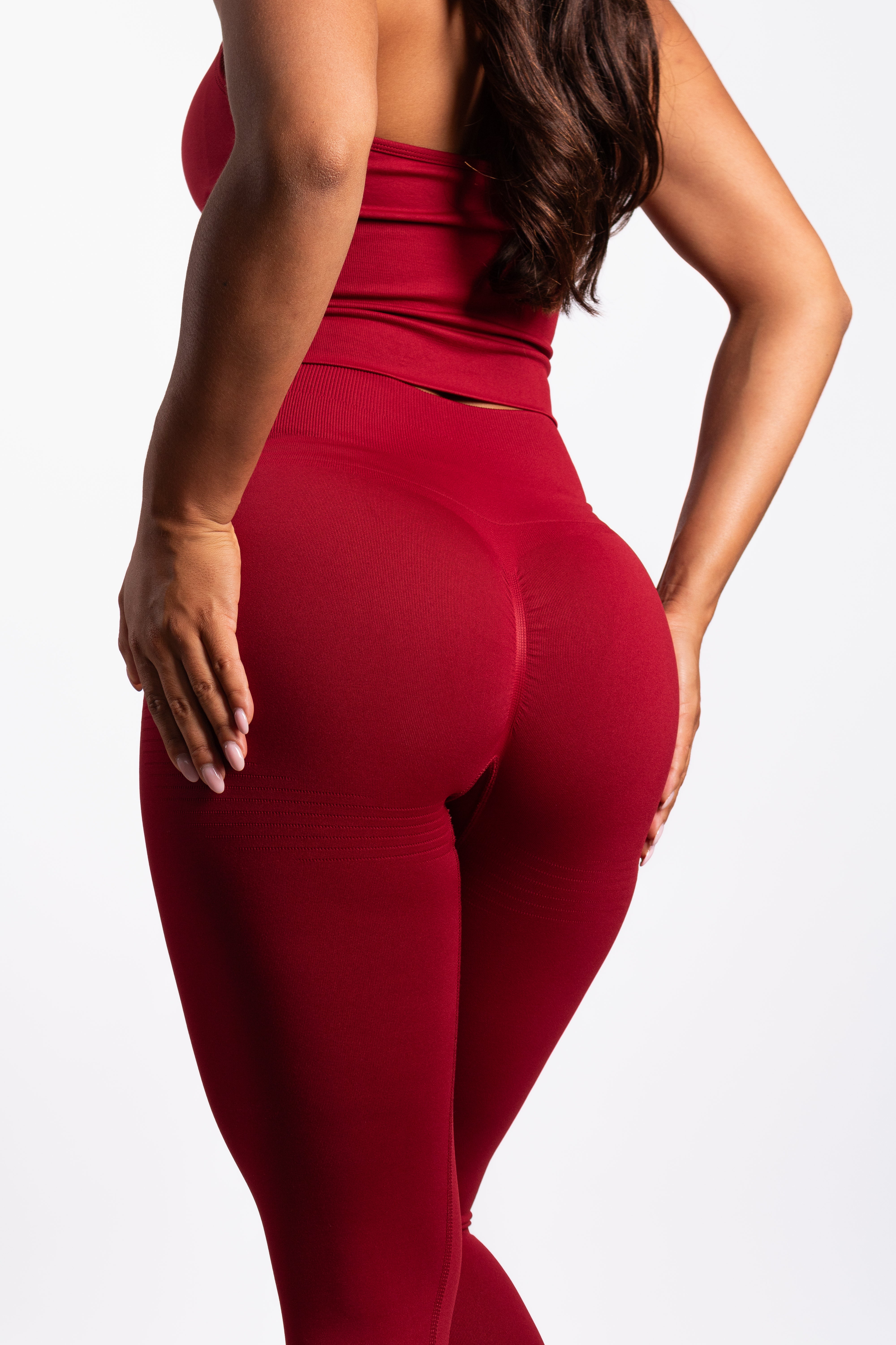 Bibi | Gerippte Nahtlose Leggings – Rot