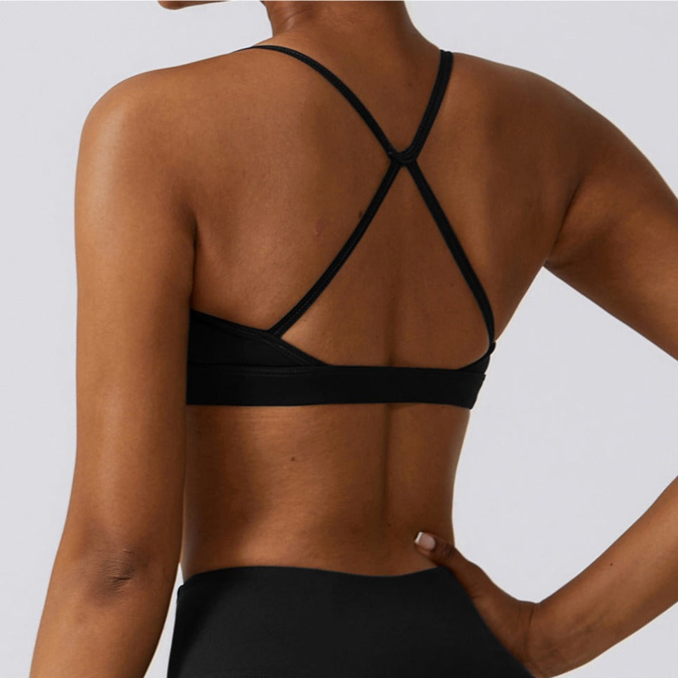 Hailey | Cross-Back Sports Bra -  Zwart