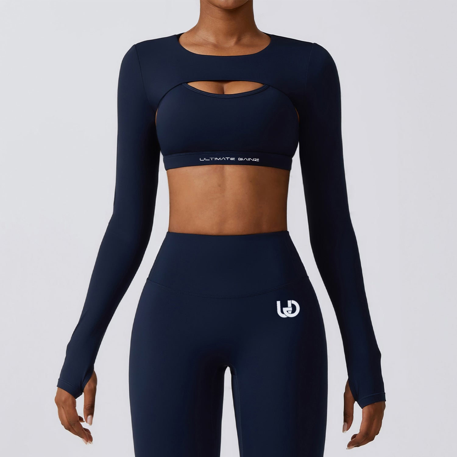 Hailey | Lange Mouwen Crop Top - Marineblauw