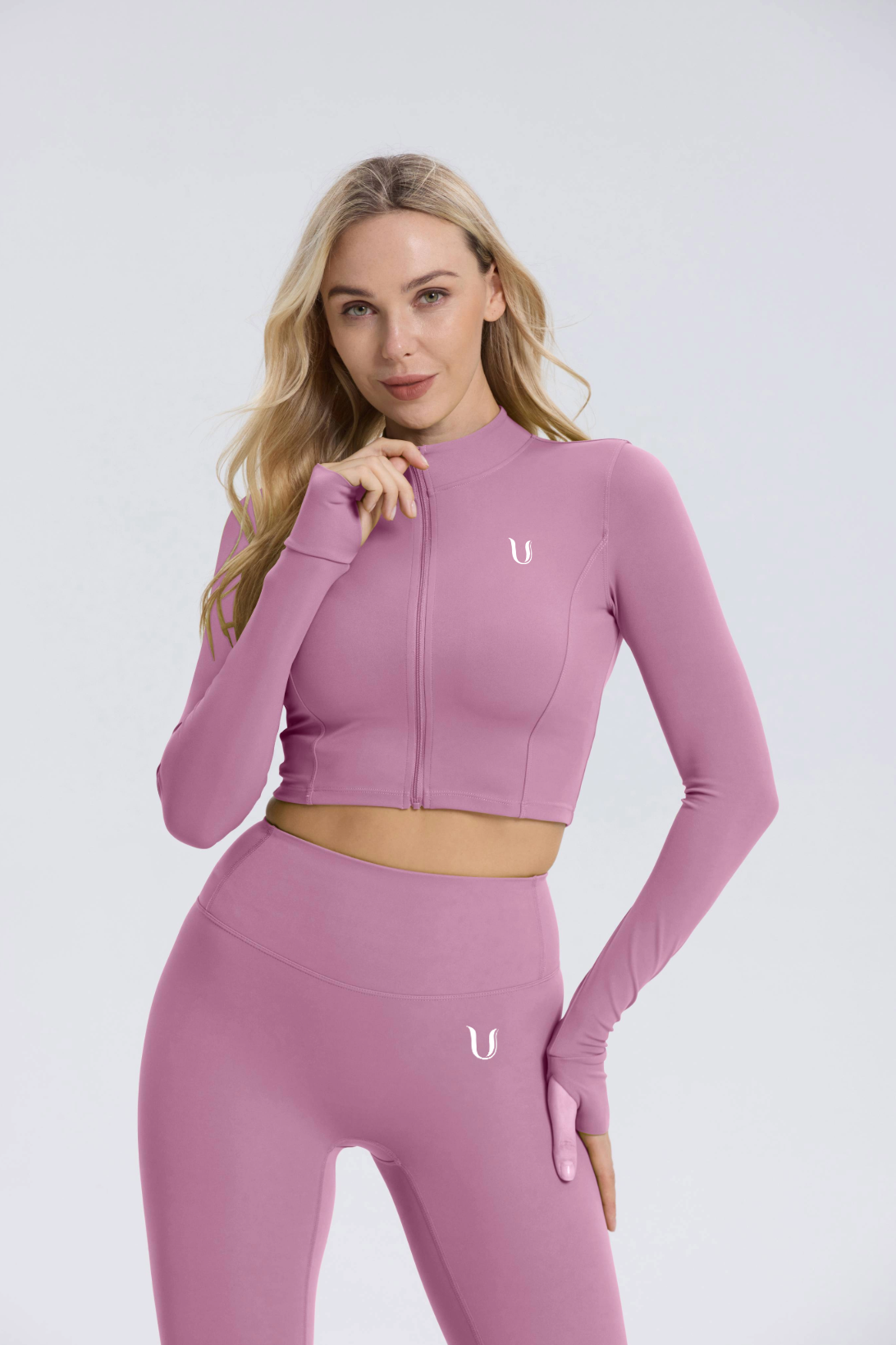 Hailey-Set | Langarm Top Leggings - Hellviolett