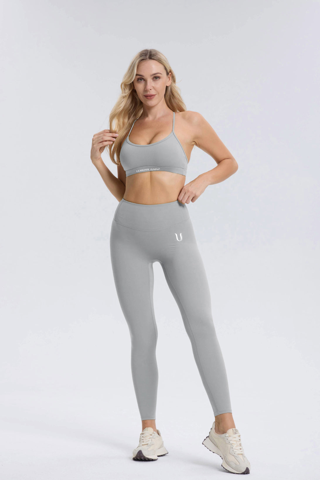 Hailey-Set | Top Leggings Set - Hellgrau